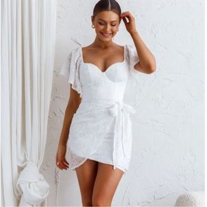 Selfie Leslie Aphrodite Embroidered White Mini Dress